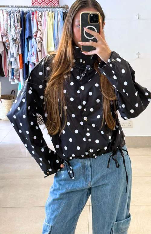 POLKA DOT HIGH COLLAR JACKET