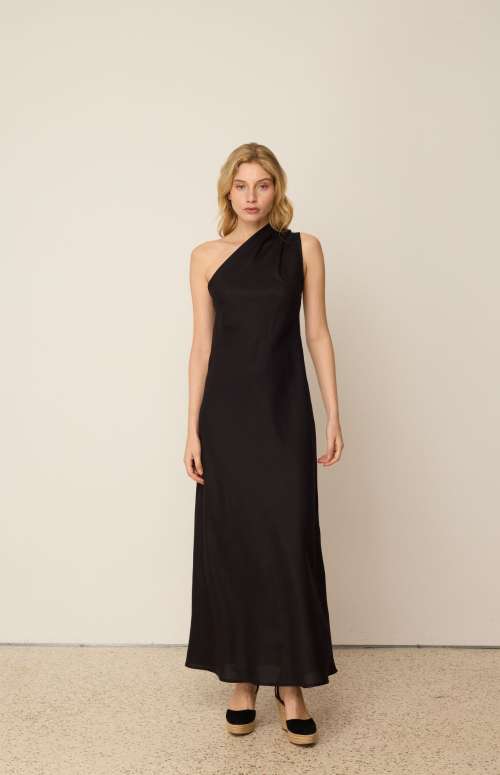 LINEN ONE-SHOULDER DRESS