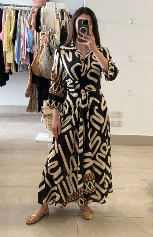 SHIRT DRESS WITH TIE-FRONT DETAIL