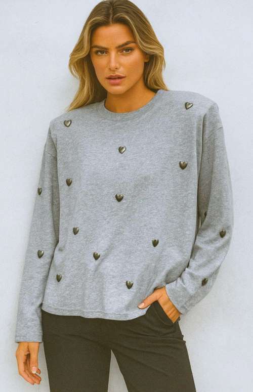 LONG-SLEEVE T-SHIRT WITH HEARTS