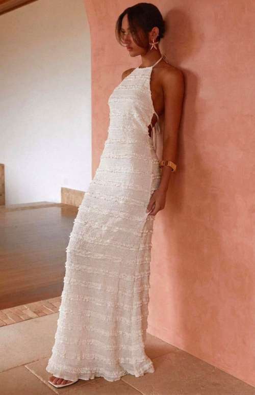HALTER NECK BACKLESS DRESS