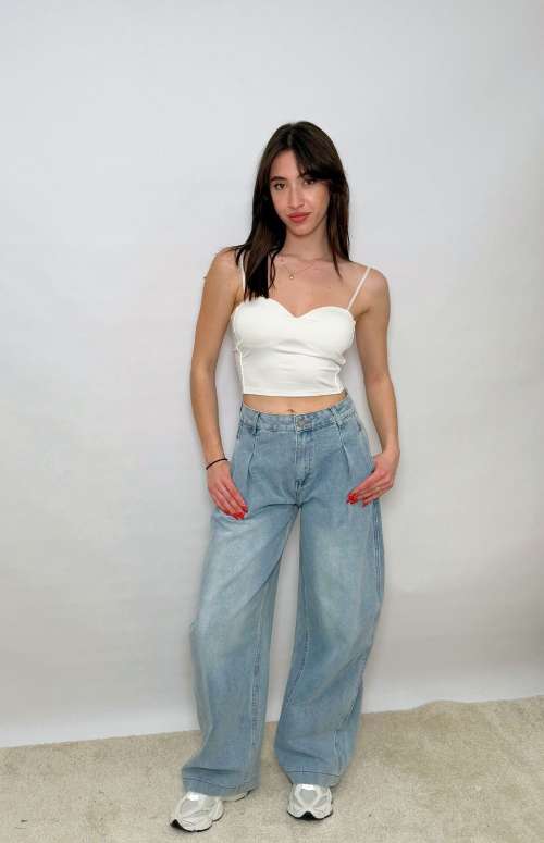 BARREL HIGH WAISTED DENIM PANTS