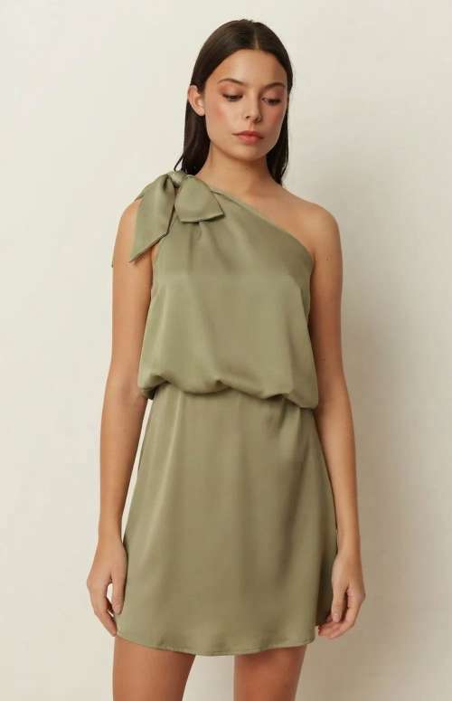 CO-ORD SILKY ONE SHOULDER TOP & SILKY MINI SKIRT