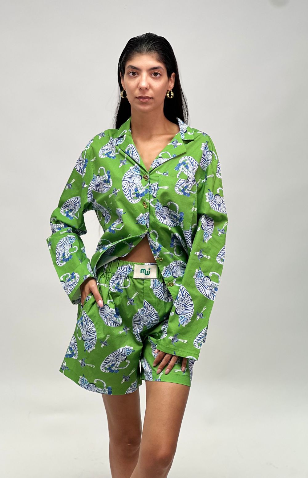 Cream Tiger Printed Winter Fleece Co-ords Set main image 0