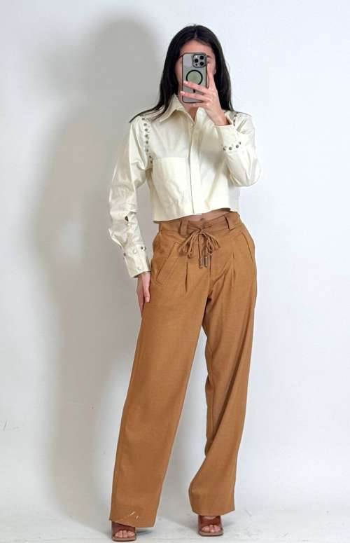 WIDE LEG TROUSERS WITH TIES