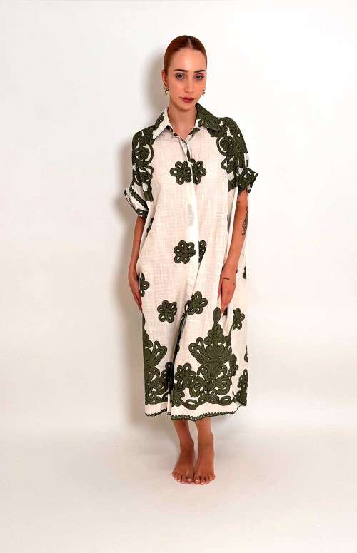 PRINTED SHIRT DRESS | GREEN