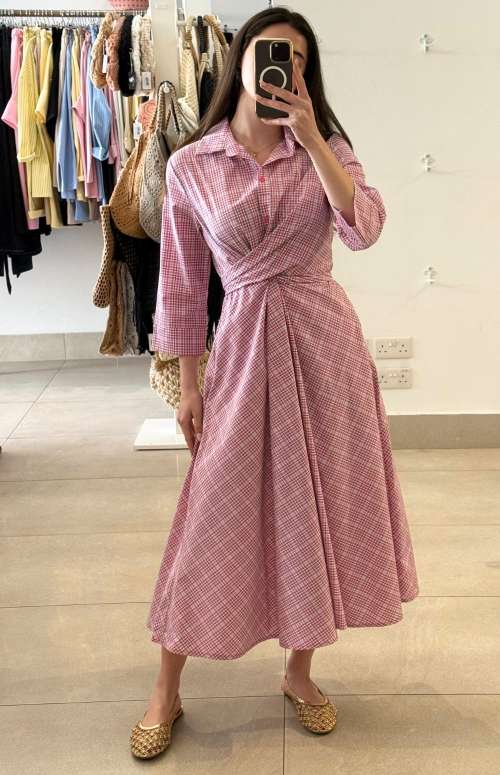 SHIRT DRESS WITH TIE-FRONT DETAIL