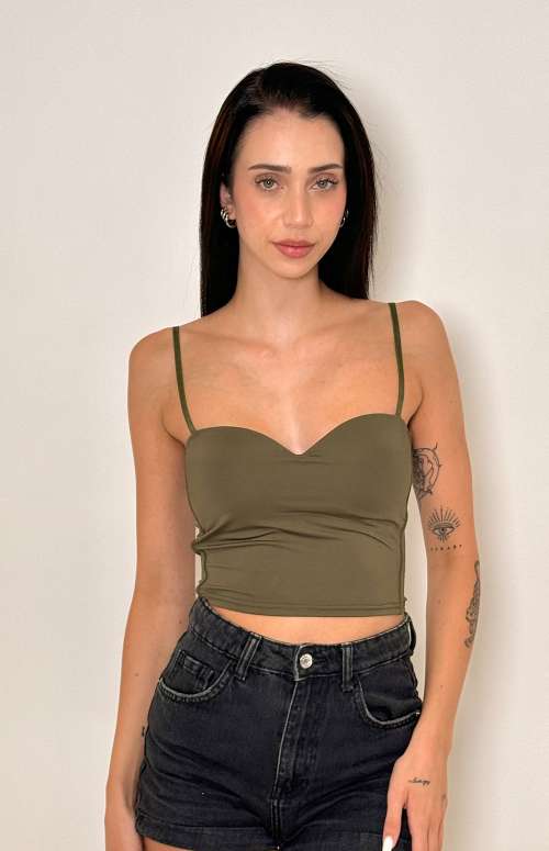BUSTIER CROP TOP | KHAKI