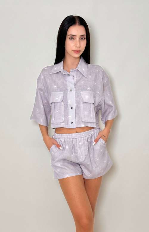 SHORTS WITH MW PRINT | LILAC