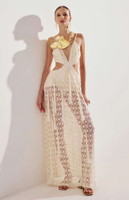 LACE CUT OUT MIDI DRESS