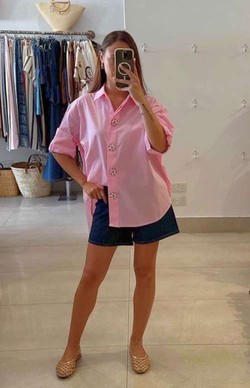 SHIRT WITH EMBELLISHED BUTTONS