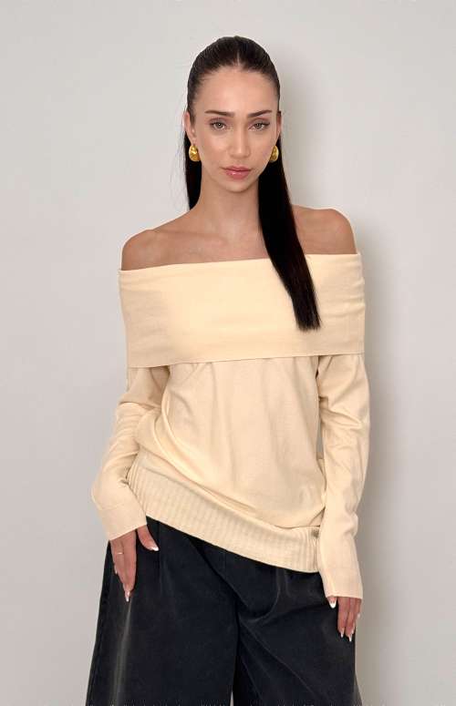 OFF THE SHOULDER TOP | BEIGE