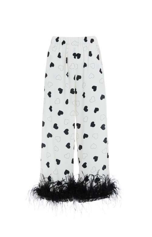 PRINTED PANTS WITH FEATHERS