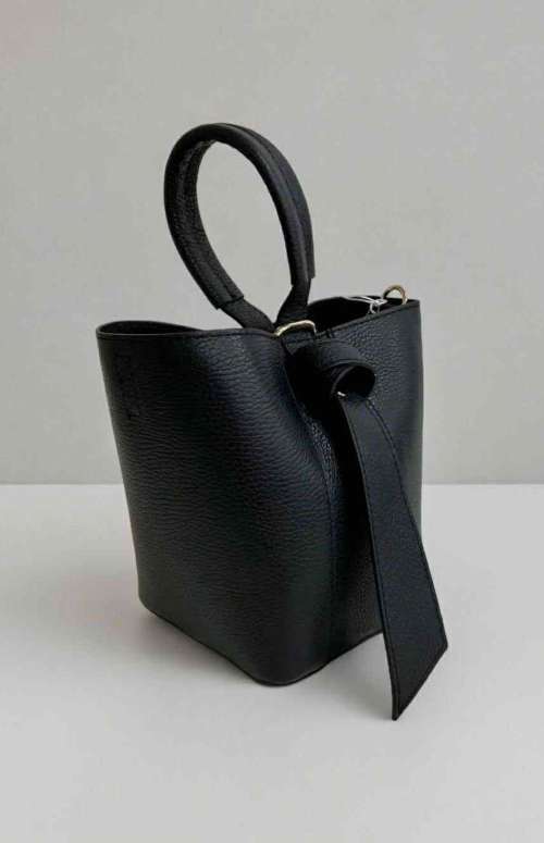 LEATHER BUCKET TOTE BAG