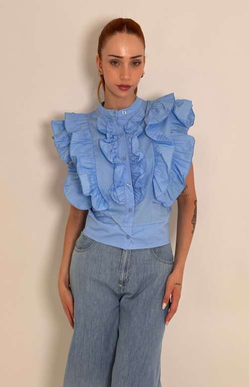 RUFFLED SHIRT | BLUE