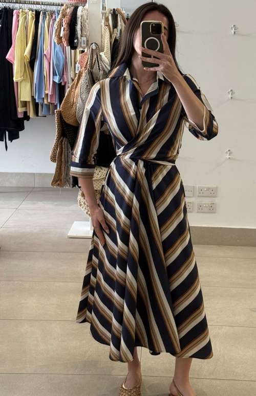 SHIRT DRESS WITH TIE-FRONT DETAIL