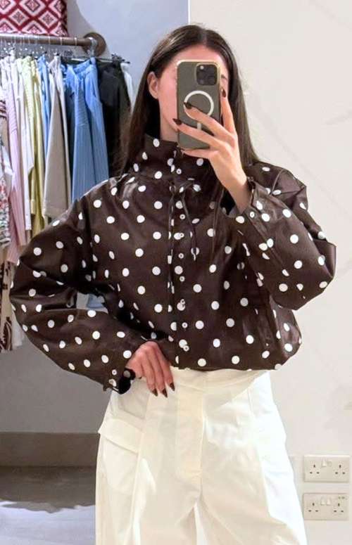 POLKA DOT HIGH COLLAR JACKET
