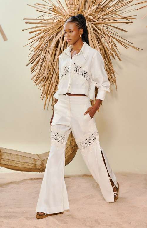 CO-ORD - LINEN SHIRT &  PANTS WITH EMBROIDERY