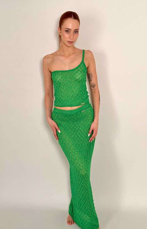 SKIRT LUREX MAXI | GREEN