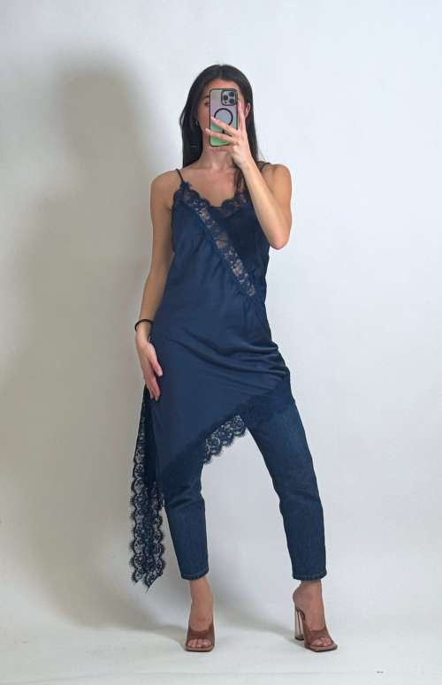 SILK TOUCH LACE TRIM SLIP DRESS