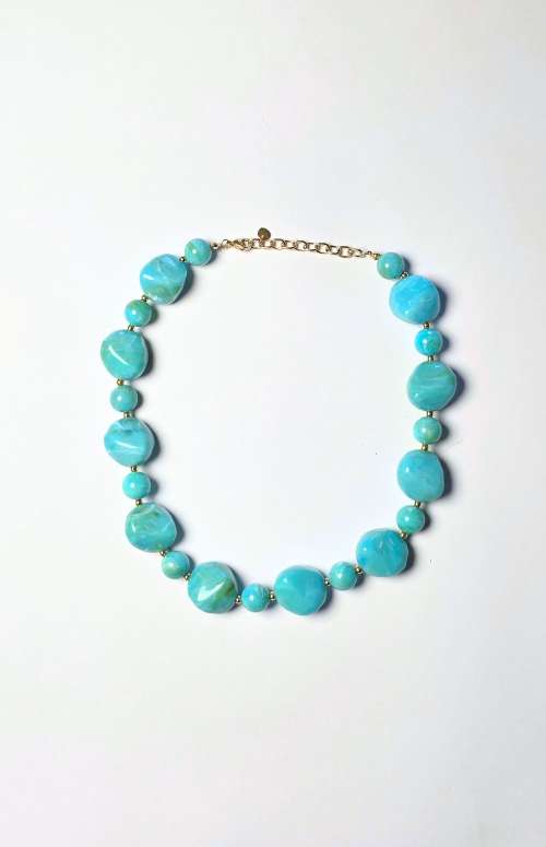 MARBLE-EFFECT CHUNKY BEADED NECKLACE