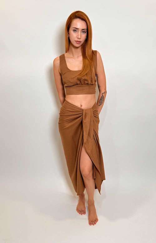 LINEN PAREO | BROWN
