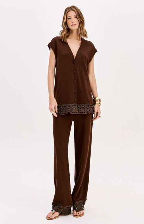 CO-ORD KNIT WITH LACE DETAILS | VEST & PANTS