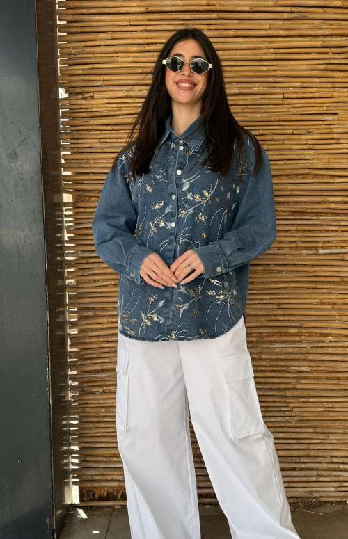 DENIM SHIRT WITH EMBELLISHMENTS