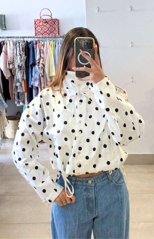 POLKA DOT HIGH COLLAR JACKET