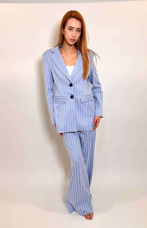CO-ORD STRIPE BLAZER AND PANTS | LIGHT BLUE