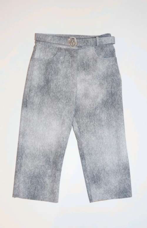 FAUX LEATHER DENIM LIKE CAPRIS