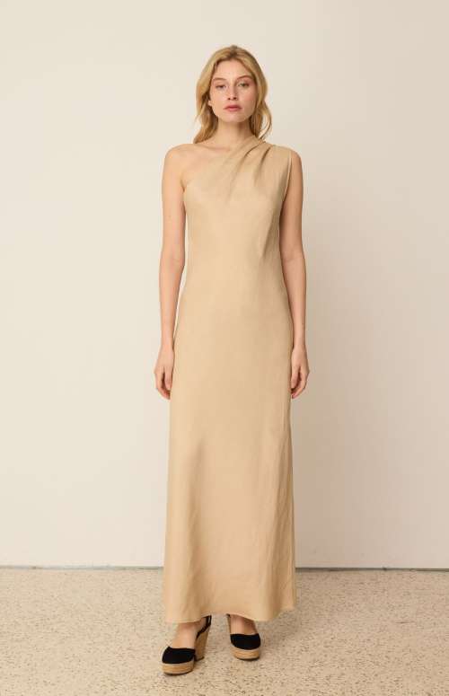 LINEN ONE-SHOULDER DRESS