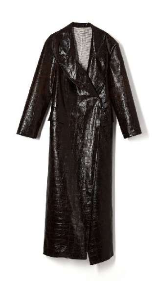 LONG FAUX LEATHER CROCO COAT
