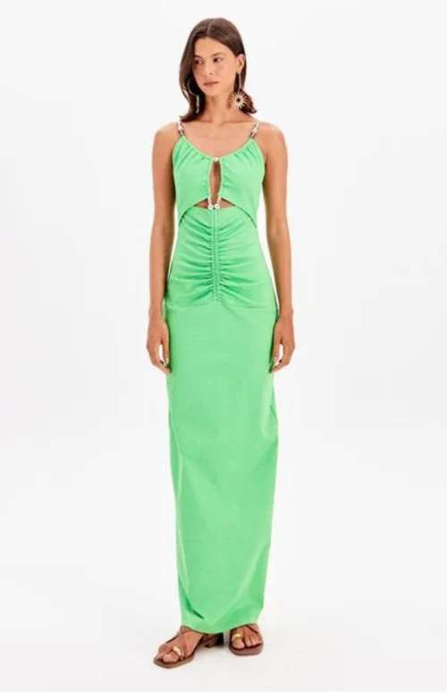 MAXI FITTED DRESS WITH SILVER BEAD DETAILS