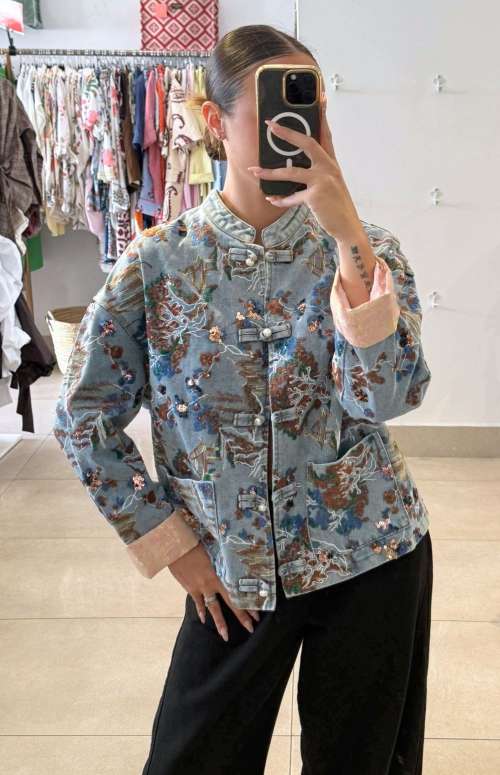 DENIM JACKET WITH EMBELLISHMENTS