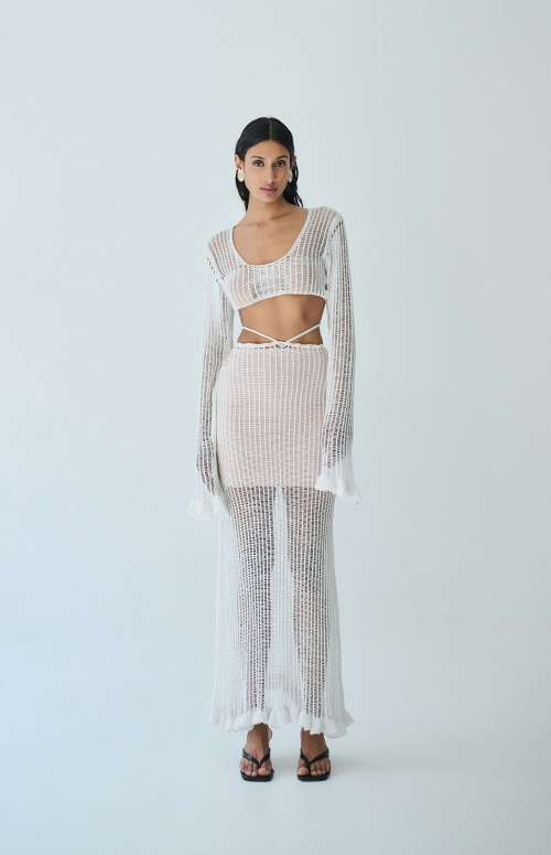 MAXI SKIRT RUFFLED | WHITE