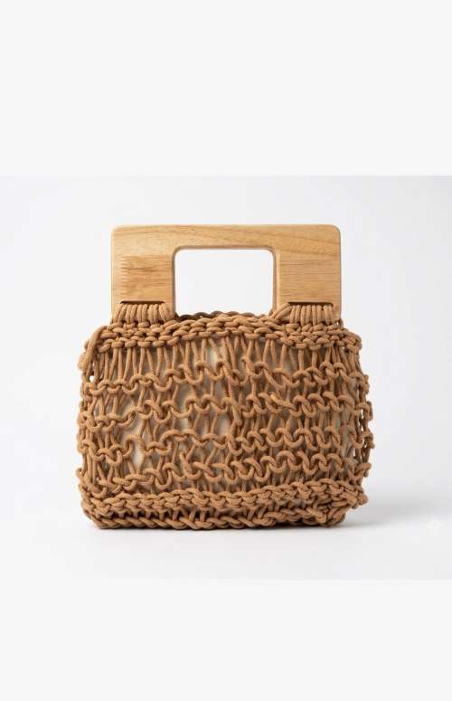 CROCHET LOOK BAG WITH WOODEN CLUTCH