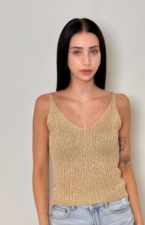 LUREX KNITTED TANK TOP | GOLD