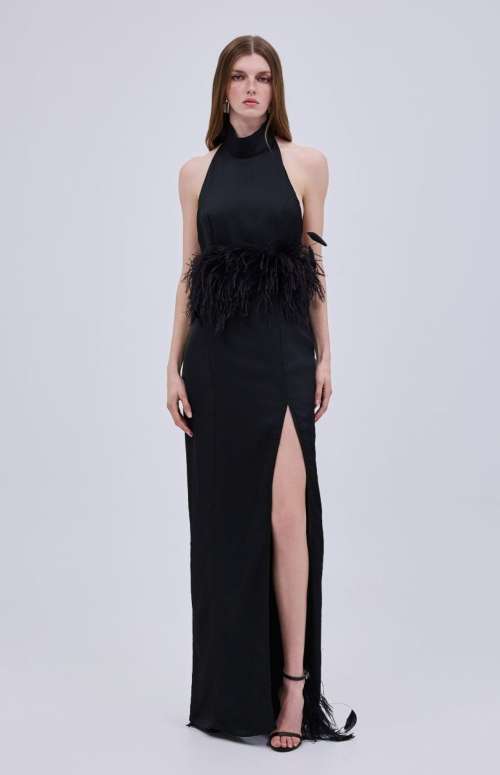 HALTER SATIN MAXI DRESS