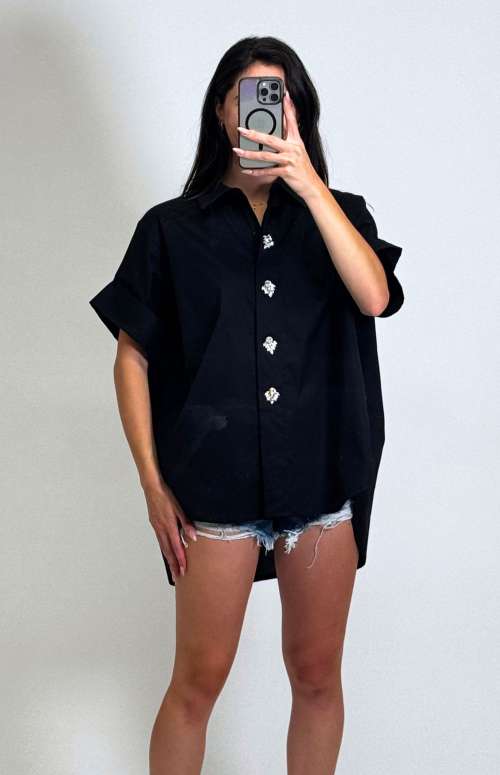 OVERSIZED SHIRT WITH EMBELLISHED BUTTONS