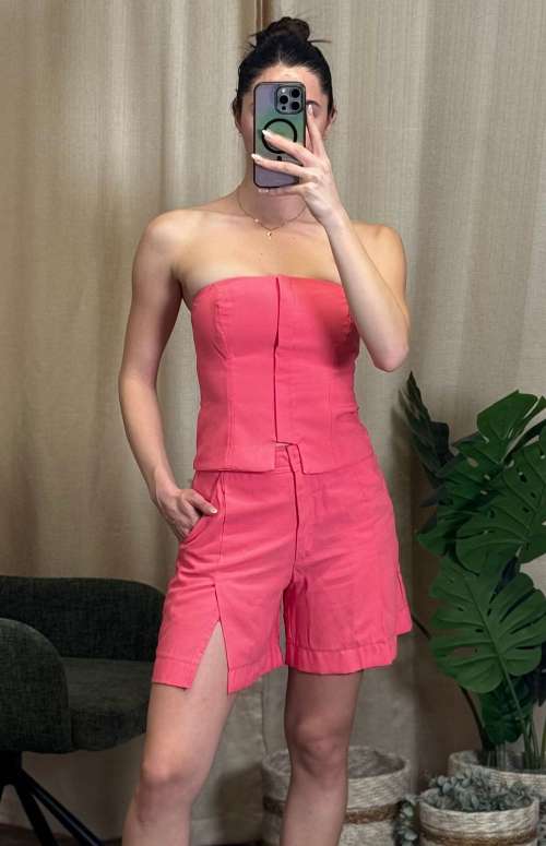 CO-ORD TAILORED | STRAPLESS TOP & BERMUDA