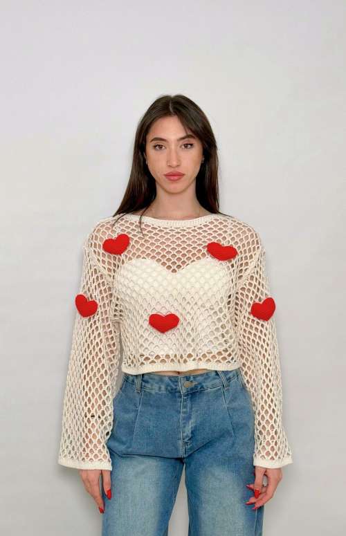KNITTED TOP WITH HEARTS