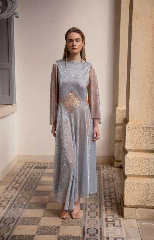 CURRENT DRESS | FOIL PRINTED SEQUIN EMBELLISHED