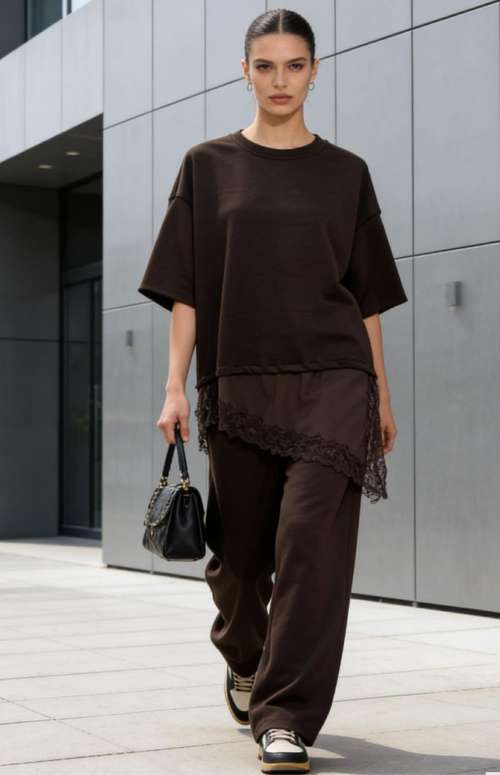 CO-ORD COMFY | LACE DETAIL TOP & TROUSERS