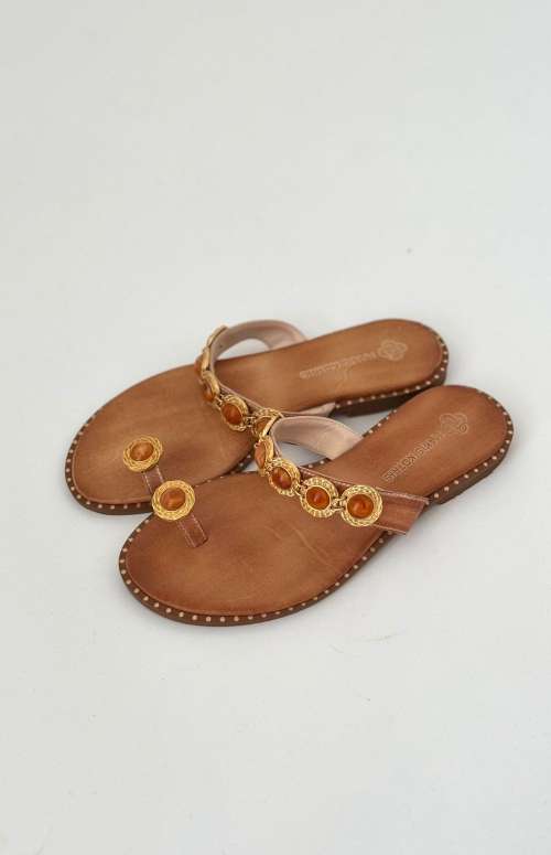 JEWELED LEATHER SANDALS