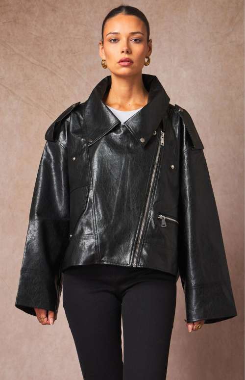 FAUX LEATHER BIKER JACKET