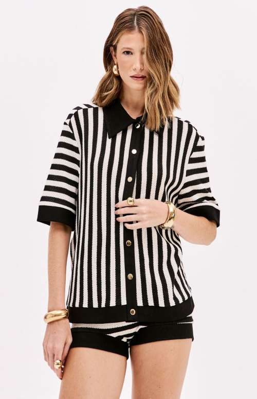CO-ORD KNIT STRIPES | SHIRT & SHORTS