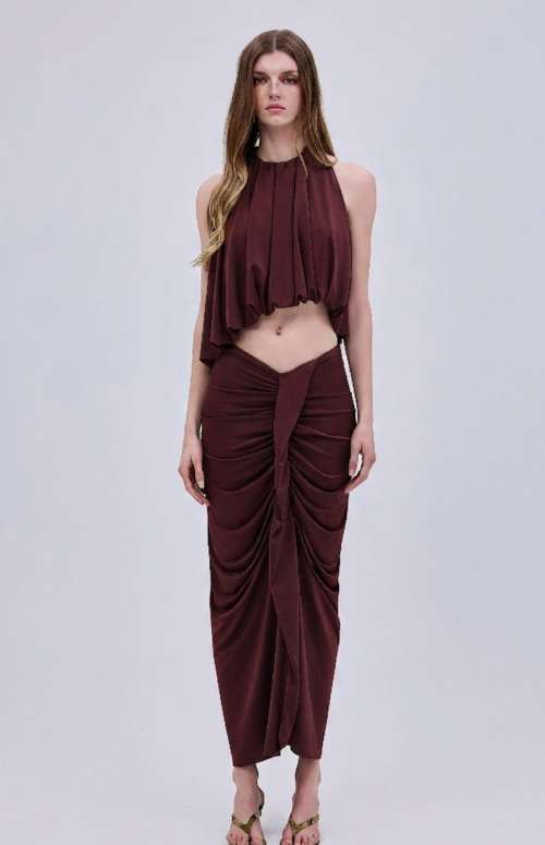 CO-ORD ELASTIC | HALTER TOP & MIDI SKIRT