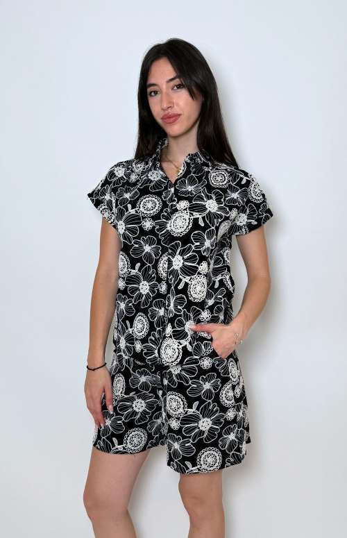 CO-ORD FLOWER EMBROIDERY | SHIRT & SHORTS