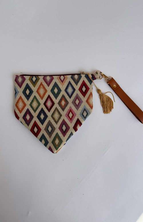 TRIANGLE MINI BAG WITH LEATHER HANDLE